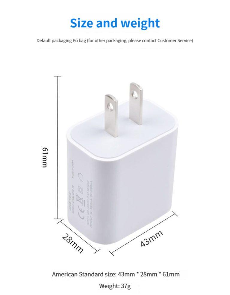 20W fast charger, quick type-C USB C charging adatper for Apple, samsung(popular)